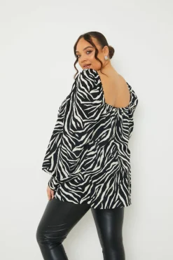Zebra Woven Balloon Sleeve Blouse|In the Style New