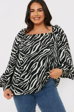 Zebra Woven Balloon Sleeve Blouse|In the Style New