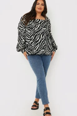 Zebra Woven Balloon Sleeve Blouse|In the Style New
