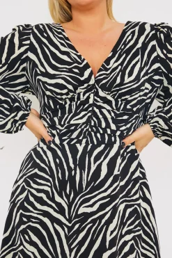 Zebra Woven Mini Dress|In the Style Clearance